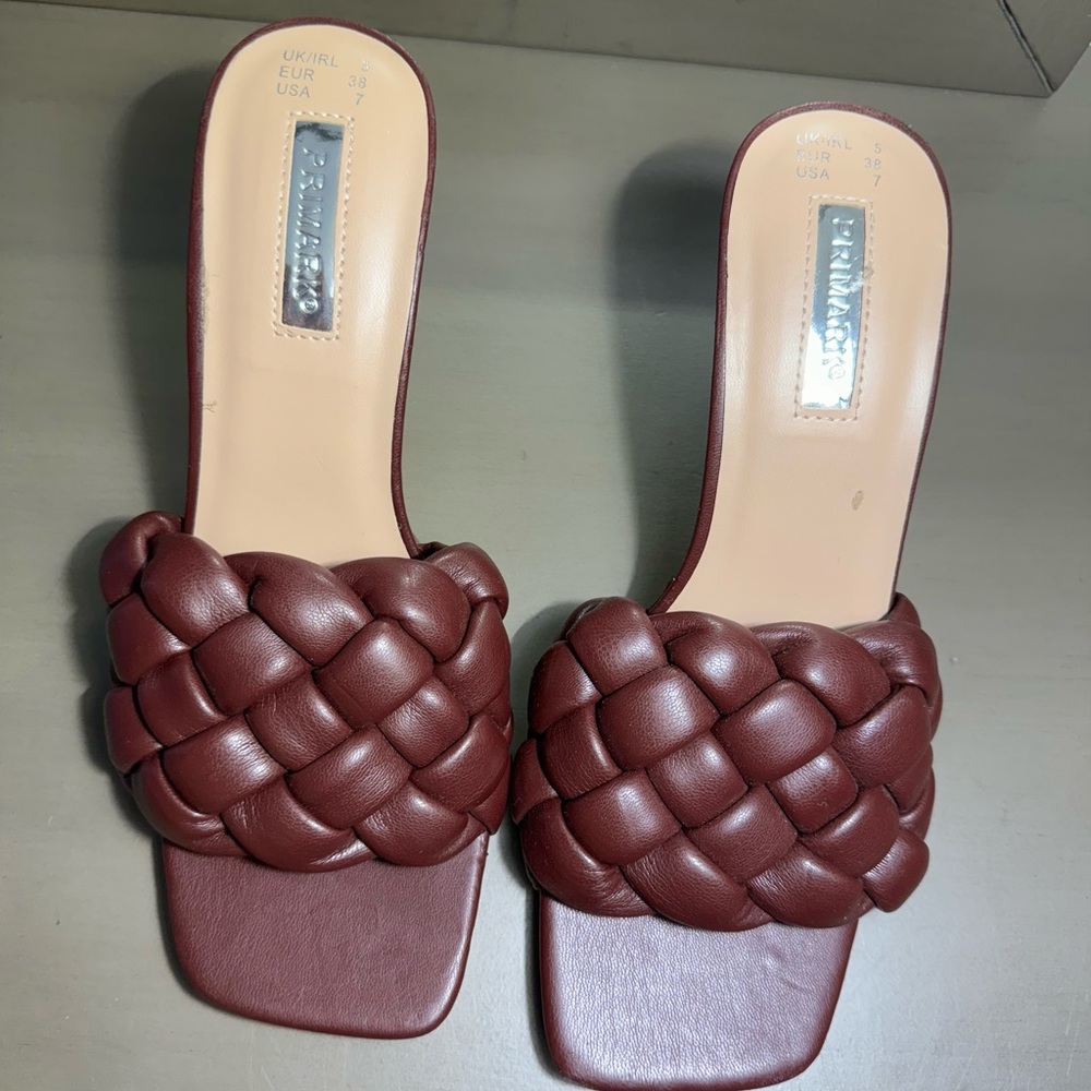 Primark Maroon Braided Slide Sandals
